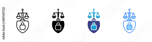 Law icon set multiple style collection