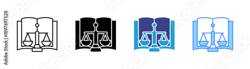 Law Book icon set multiple style collection