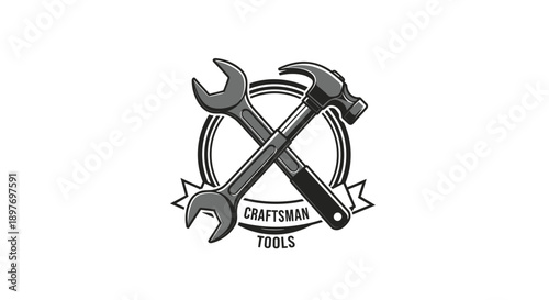 Crossed Wrenches Craftsmanship Tools Illustration.