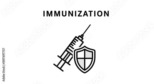 Syringe and Shield Immunization Icon.