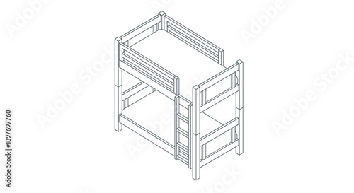 Simple Line Drawing of a Bunk Bed.