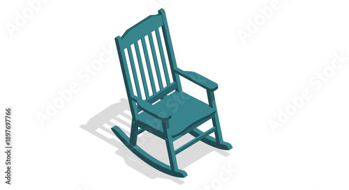 Teal Wooden Rocking Chair with Seat.