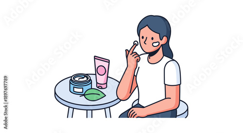 Woman Applying Moisturizer to Her Face.