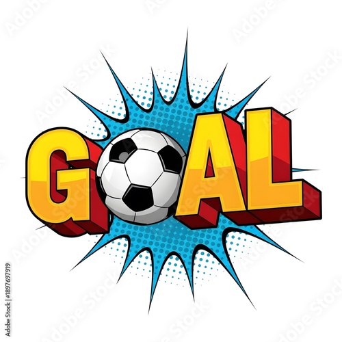 Wallpaper Mural Vibrant Goal Word Art with Soccer Ball Burst Torontodigital.ca