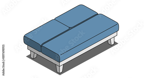 Blue Sofa with White Legs Illustration.
