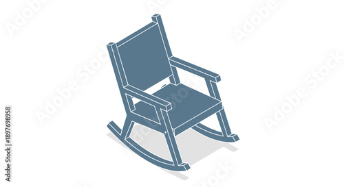Blue Rocking Chair Illustration Design Element.