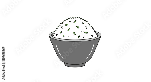 Bowl of Rice with Sesame Seeds.