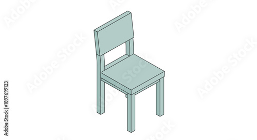 Simple Light Blue Chair Illustration Design.