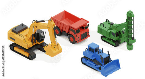 Toy Construction Vehicles Excavator Truck Dozer Crane.