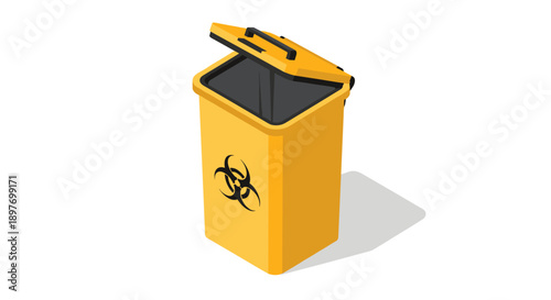 Yellow Biohazard Waste Container with Open Lid.