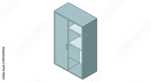3D Rendering of Empty Glass Display Cabinet.