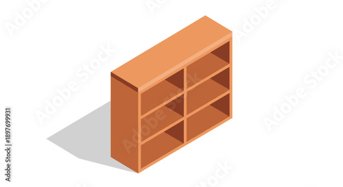 Brown Wooden Bookshelf with Multiple Compartments.