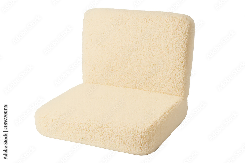Fototapeta premium Cream teddy fabric chair cushion on transparent background