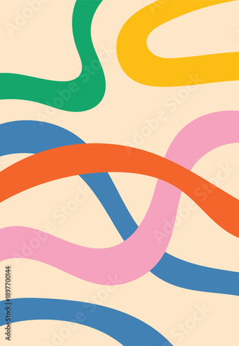 Design wall art line rope retro bold vibrant colorful