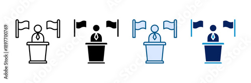 Political Speech Icon Set Multiple Style Collection
