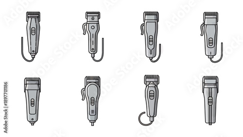 Collection of Electric Hair Clippers, Vector Graphics