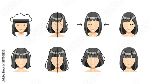 Diverse Female Hairstyles Collection: Bob Cuts and Styles