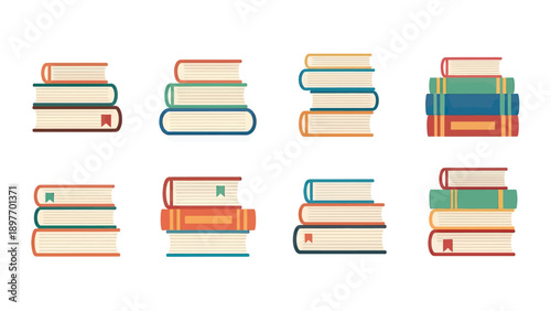 Stack of Books Collection - Flat Design Elements