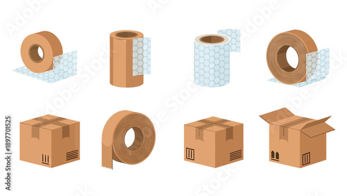 Shipping and Packaging Supplies: Cardboard Boxes and Tape Rolls