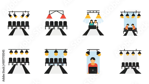 Fashion Runway Show Icons Set