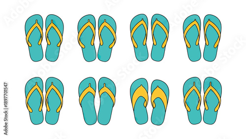 Turquoise Flip Flops Pattern Vector Illustration