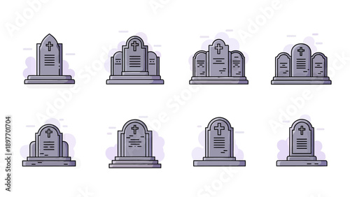 Graveyard Tombstone Collection Icons