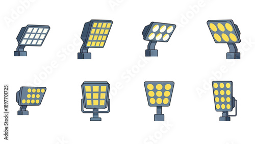 Set of Modern LED Floodlights and Spotlights