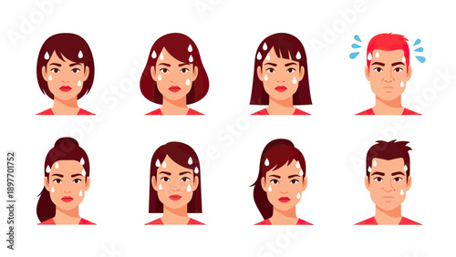 Diverse Faces Showing Skin Concerns and Emotions