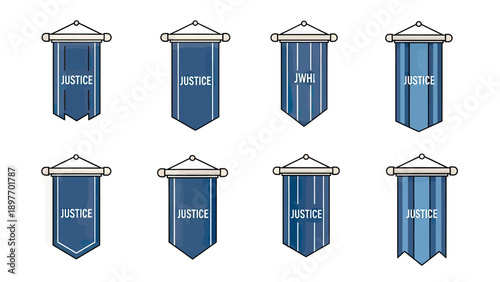 Justice Banners Collection: Various Blue Pennant Styles