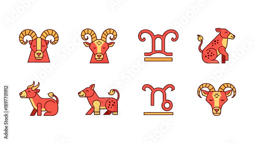 Astrology Zodiac Signs Icons Set Vector Illustration
