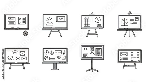 Presentation Boards with Educational and Business Icons
