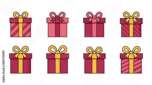 Collection of Festive Gift Boxes with Ribbons
