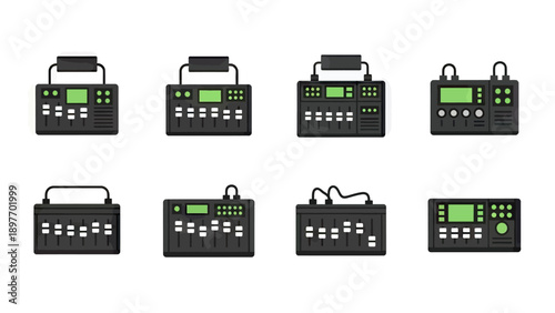 Electronic Music Audio Mixer Set - Vector Illustration