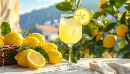 Italian Limoncello Digestif. Traditional Italian Beverage