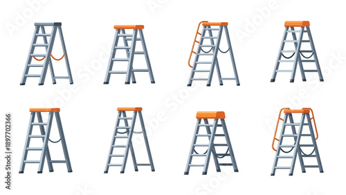 Collection of Aluminum Step Ladders for Various Uses