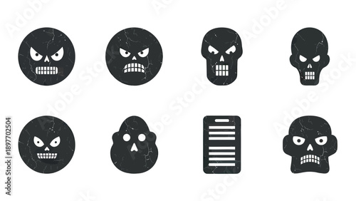 Grungy Skull and Monster Faces Collection