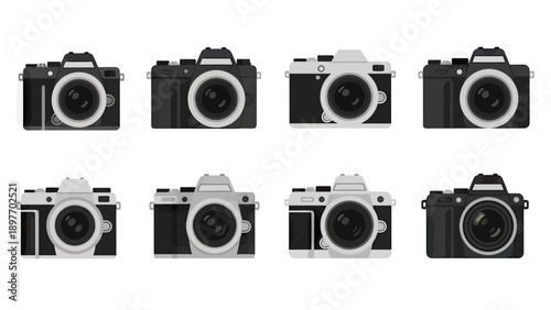 Collection of Retro Camera Icons, Vintage Photography Equipment