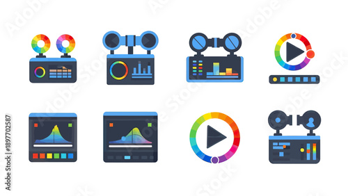 Color Correction and Video Editing Tools Icons