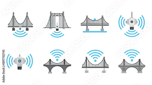 Smart Bridges and Wireless Technology Icons