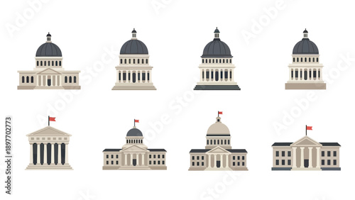 Collection of Government Buildings with Domes and Columns