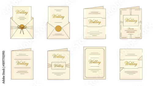 Elegant Wedding Invitation Collection Vector Illustration