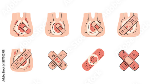 Bandage and Wound Icons Set