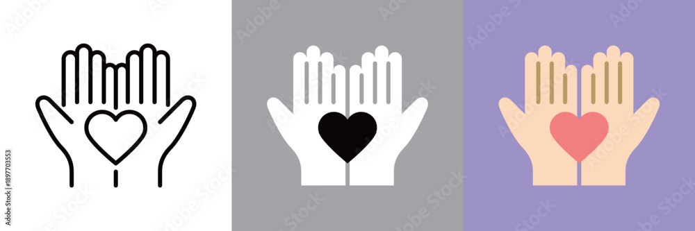 Obraz premium ハートを両手で持つアイコン