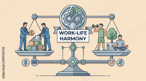 Work Life Balance Scale Illustration.