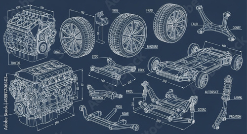 Complex Molecular Structures Blueprint.