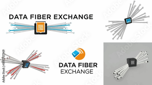 Data Fiber Exchange Logo and Concept - Network Connection and Data Transfer