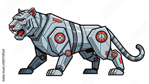 Robotic Tiger Fierce Mechanical Animal Futuristic Cyberpunk Creature
