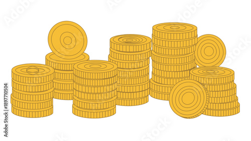 Stacks of Gold Coins, Wealth and Fortune Concept