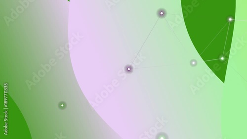 Abstract Green & Purple Gradient Background with Connected Dots Network