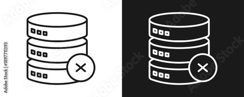 Server Icon Set Outline In White And Black Background